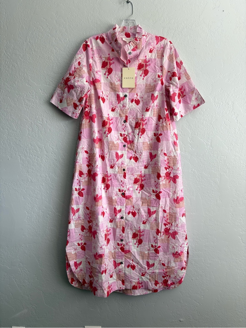 ❤️NEW entro Pink Floral Button-Front Midi Dress